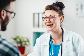 Doctor talks with patient