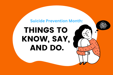 Suicide Prevention Month: Things to know, say and do with sad girl drawn on orange background